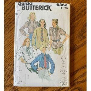 Vintage 1980s Butterick 6362 Sewing Pattern Sz Sm 12 Button Up Top Set COMPLETE